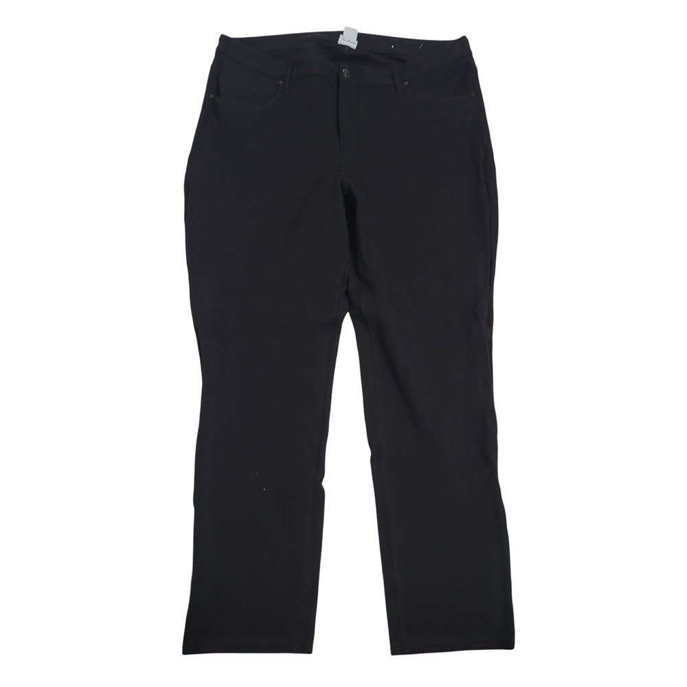 Chico's 16R Straight Leg Pants Womens Black Stretch Rayon Blend Mid Rise 3R